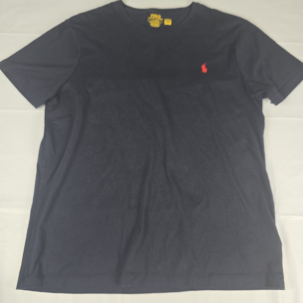 Polo Ralph Lauren Standard Fit Jersey Crewneck T-Shirt Black Mens LARGE Red Pony